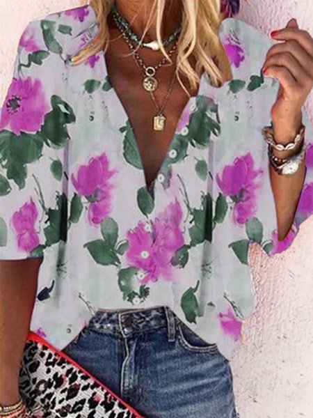 Vintage Long Sleeve Boho Floral Printed V Neck Plus Size Casual Tops, Flower, Blouses & Shirts
Vintage Long Sleeve Boho Floral Printed V Neck Plus Size Casual Tops, Flower, Blouses & Shirts