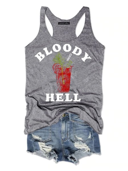 Bloody Hell Women's Sleeveless Shirt, Grey, Tank Tops
