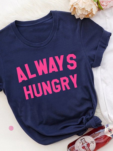 Always Hungry Funny Friend Graphic Tee, Deep blue, Sister T-shirts