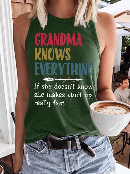 Grandma Knows Everything Women's Sleeveless Shirt, Dark green, Tank Tops