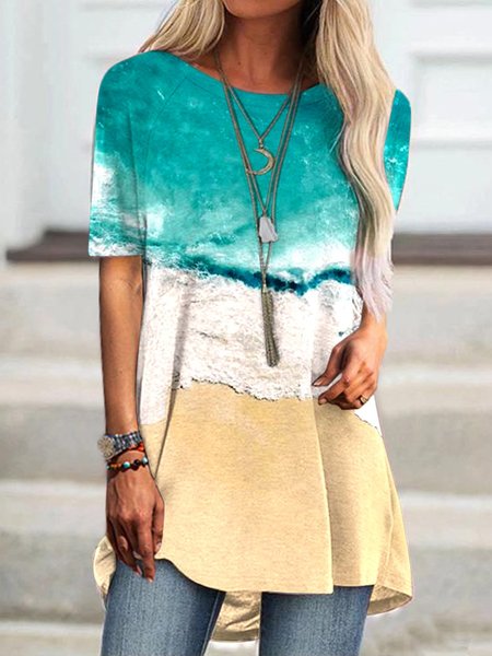 Printed Short Sleeve Cotton-Blend Round Neck Shirts & Tops, Multicolor, Blouses & Shirts
Printed Short Sleeve Cotton-Blend Round Neck Shirts & Tops, Multicolor, Blouses & Shirts