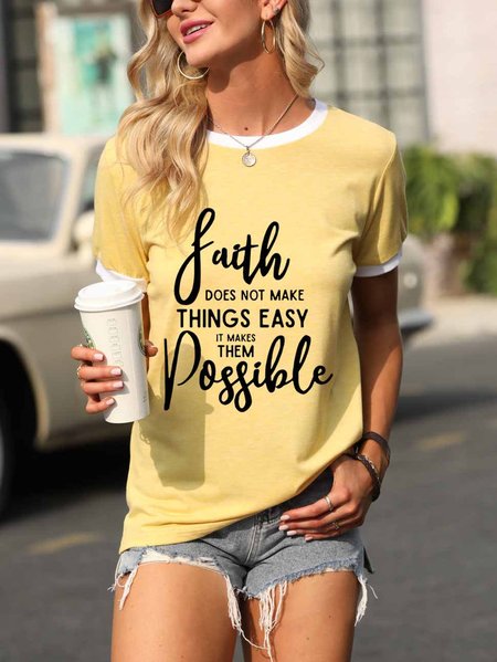 Faith Does Not Make Things Easy But Possible, Yellow, T-shirts