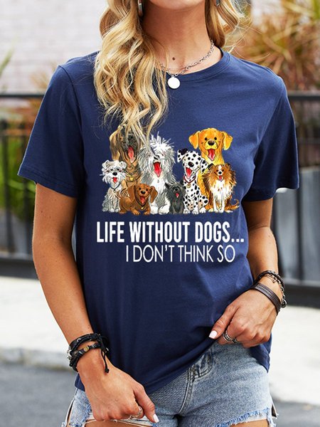 La vita senza cani non credo Grafico T-Shirt, Blu intenso, T-Shirts