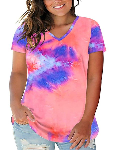 Women's Plus Size Plangi Tops V Neck T-Shirts Short Sleeve Casual Tees, Pink, T-Shirts
Women's Plus Size Plangi Tops V Neck T-Shirts Short Sleeve Casual Tees, Pink, T-Shirts