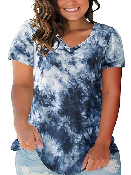 Women's Plus Size Plangi Tops V Neck T-Shirts Short Sleeve Casual Tees, Purplish blue, T-Shirts
Women's Plus Size Plangi Tops V Neck T-Shirts Short Sleeve Casual Tees, Purplish blue, T-Shirts