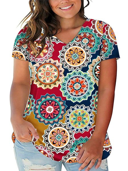 Women's Plus Size Floral Tops V Neck T-Shirts Short Sleeve Casual Tees, Multicolor, T-Shirts
Women's Plus Size Floral Tops V Neck T-Shirts Short Sleeve Casual Tees, Multicolor, T-Shirts