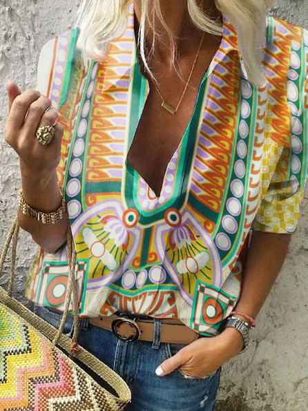 Dritto Colletto a Camicia Casuale Maniche Lunghe Camicie & Top, Multicolore, T-Shirts
Dritto Colletto a Camicia Casuale Maniche Lunghe Camicie & Top, Multicolore, T-Shirts