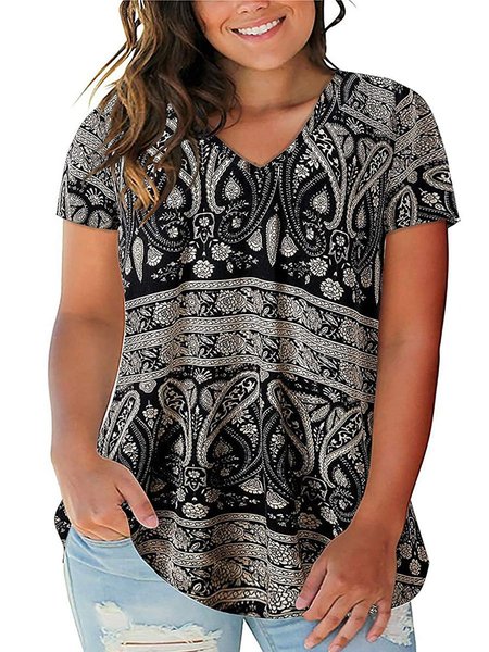 Women's Plus Size Floral Tops V Neck T-Shirts Short Sleeve Casual Tees, Black, T-Shirts
Women's Plus Size Floral Tops V Neck T-Shirts Short Sleeve Casual Tees, Black, T-Shirts