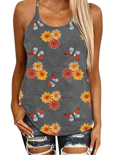 Vintage Butterflies Sunflowers Printed Plus Size Sleeveless Casual Tops, Gray, Tank Top
Vintage Butterflies Sunflowers Printed Plus Size Sleeveless Casual Tops, Gray, Tank Top