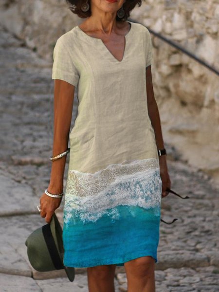 Estate Tempo libero Vacanza Spiaggia Onda Stampa Dritto cilindro Vacanza Scollo a V Abito, Kakashi, Linen & Cotton Dresses
Estate Tempo libero Vacanza Spiaggia Onda Stampa Dritto cilindro Vacanza Scollo a V Abito, Kakashi, Linen & Cotton Dresses