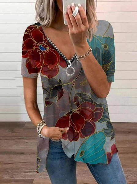 Floreale Maniche Corte Cerniera Misto Cotone Scollo a V Vintage Estate Rosso Superiore, Blouses & Shirts
Floreale Maniche Corte Cerniera Misto Cotone Scollo a V Vintage Estate Rosso Superiore, Blouses & Shirts