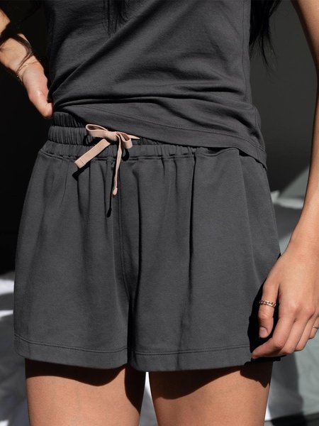 Casual Cotton-Blend Plain Sports shorts, Dark grey, Shorts