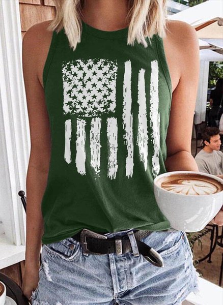American Flag Star Tank, Dark green, Tank Tops