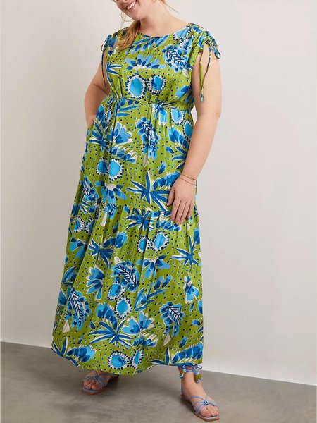 Crew Neck Holiday Short Sleeve Weaving Dress, Green, Floral Dresses
Crew Neck Holiday Short Sleeve Weaving Dress, Green, Floral Dresses