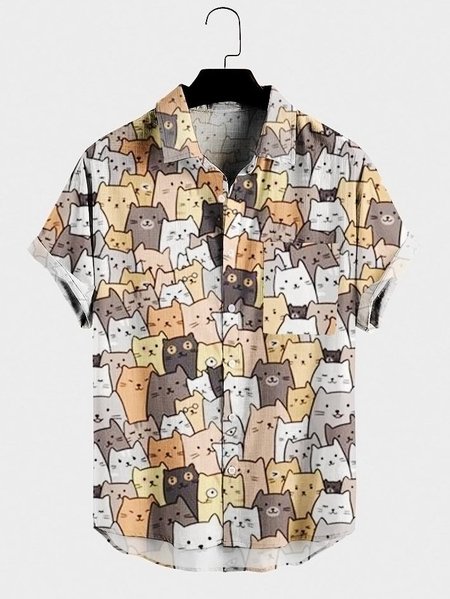 Mens Cats Print Pocket Lapel Casual Loose Short Sleeve Hawaiian Shirt, Gray, Men's Floral shirt
Mens Cats Print Pocket Lapel Casual Loose Short Sleeve Hawaiian Shirt, Gray, Men's Floral shirt