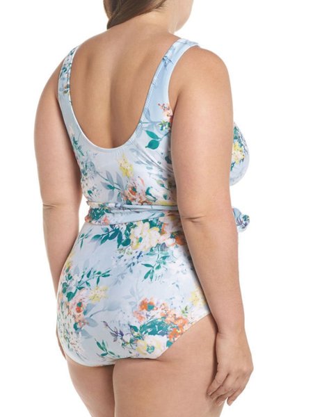 V Neck One piece Plus size One piece Summer, As picture, swimwear>>One-Pieces