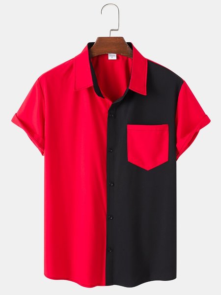 Mens Patchwork Contrasting Colors Chest Pocket Short Sleeve Shirt, Red, Men's Floral shirt
Mens Patchwork Contrasting Colors Chest Pocket Short Sleeve Shirt, Red, Men's Floral shirt