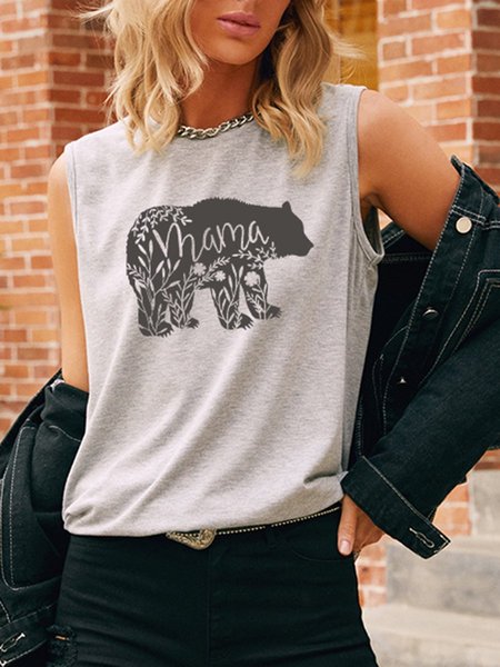 Mother's Day Mama Bear Vest Top, Light gray, Tank Tops