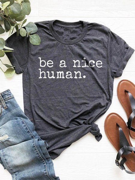 Be a Nice Human Graphic Tee, Gray, T-shirts
