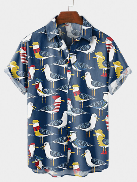 Shirt Collar Animal Shirts & Tops, Navy blue, Shirts