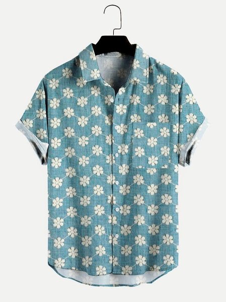 Mens Little Blue Flowers Print Pocket Lapel Casual Loose Short Sleeve Shirt, Men's shirts
Mens Little Blue Flowers Print Pocket Lapel Casual Loose Short Sleeve Shirt, Men's shirts