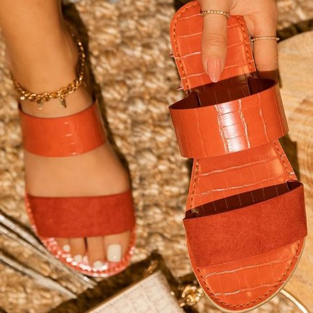 Summer Low Heel Sandals, Orange red, Shoes