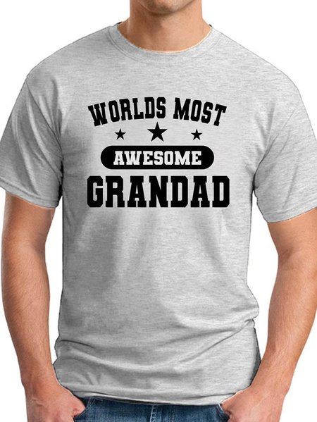 

Worlds Most Awesome Grandad Men's round neck T-shirt, Light gray, T-shirts