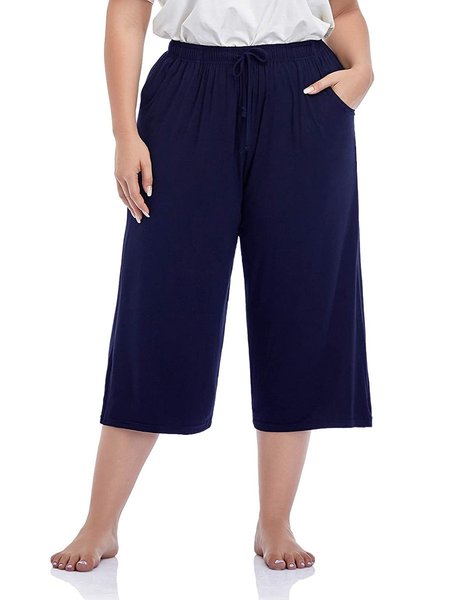 Cotton-Blend Casual Pants, Dark blue, Pants