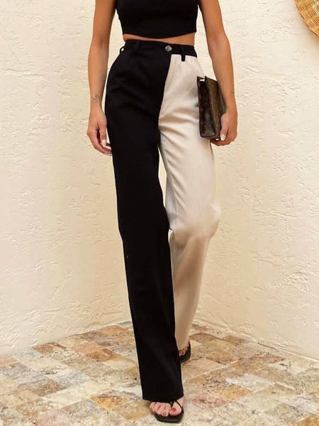 Colore-block Pantaloni, Nero, Pants