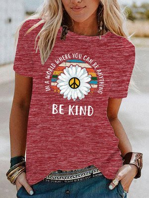 Floral Short Sleeve Printed Cotton-blend Crew Neck Casual Summer Top, Red, Printed T-shirts
Floral Short Sleeve Printed Cotton-blend Crew Neck Casual Summer Top, Red, Printed T-shirts
