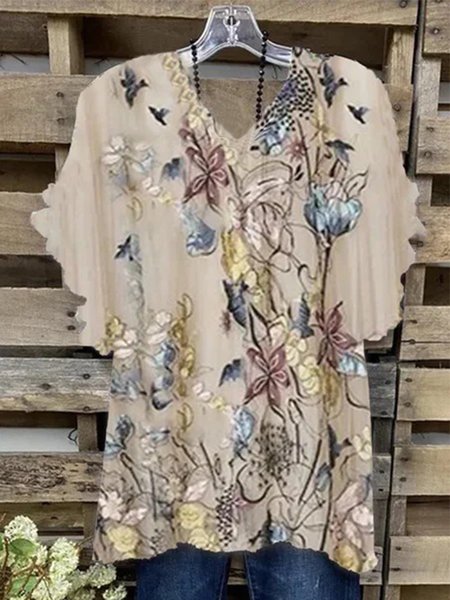 Vintage Stampata Floreale Manica a Volant Scollo a V Casuale Top, Multicolore, Tops
Vintage Stampata Floreale Manica a Volant Scollo a V Casuale Top, Multicolore, Tops
