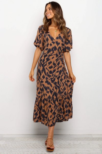 Sexy Stampato Abito, Marrone, Dresses 
Sexy Stampato Abito, Marrone, Dresses