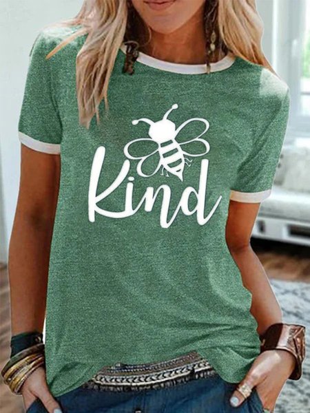 Vintage Short Sleeve Bee Kind Printed Crew Neck Plus Size Casual Tops, Green, T-Shirts
Vintage Short Sleeve Bee Kind Printed Crew Neck Plus Size Casual Tops, Green, T-Shirts