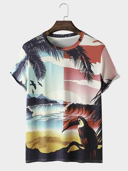 Mens All Over Tropical Landscape Print Short Sleeve T-Shirts, Multicolor, Men's t-shirts
Mens All Over Tropical Landscape Print Short Sleeve T-Shirts, Multicolor, Men's t-shirts