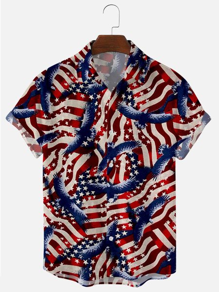 Flag stars Abstract Shirt Collar Printed Shirts & Tops, Red, Short Sleeves Shirts
Flag stars Abstract Shirt Collar Printed Shirts & Tops, Red, Short Sleeves Shirts