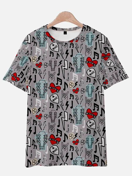 Mens Punk Music Guitar Vingl Print Short Sleeve Street T-Shirt, Gray, Men's t-shirts
Mens Punk Music Guitar Vingl Print Short Sleeve Street T-Shirt, Gray, Men's t-shirts