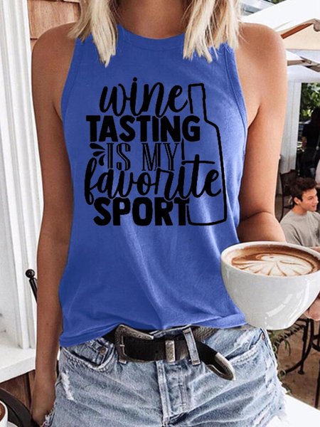 Wine Tasting Is My Favourite Sport Women's Sleeveless Shirt, Light blue, Tank Tops