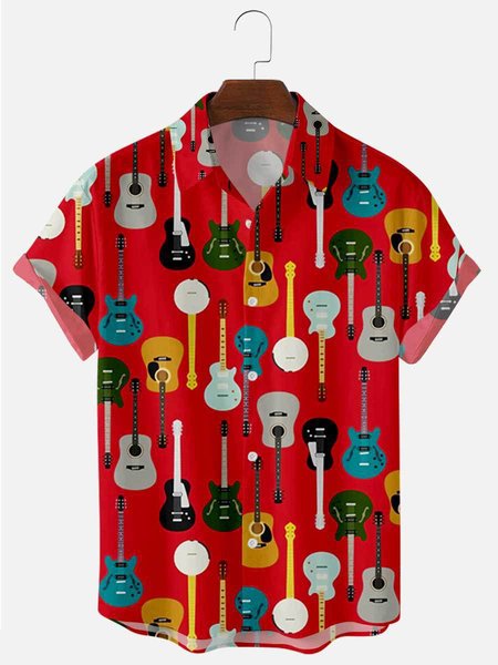 Mens Rock Roll Guitar Print Lapel Casual Loose Short Sleeve Hawaiian Shirt, Red, Men's shirts
Mens Rock Roll Guitar Print Lapel Casual Loose Short Sleeve Hawaiian Shirt, Red, Men's shirts