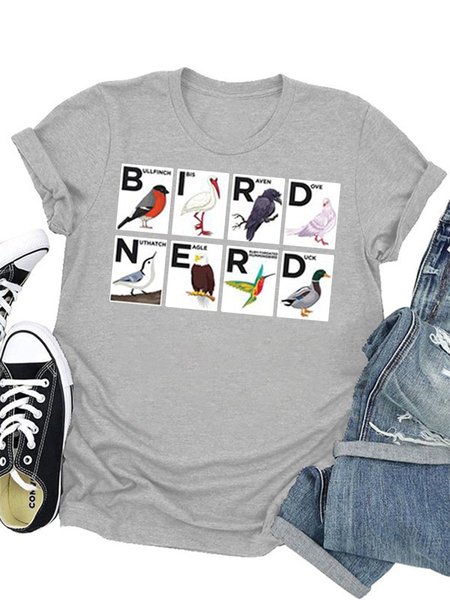 Bird Nerd Women Tee, Gray, T-shirts