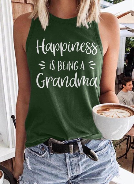 Happiness is Being A Grandma Funny Graphic Tank Top, Dark green, Tank Tops