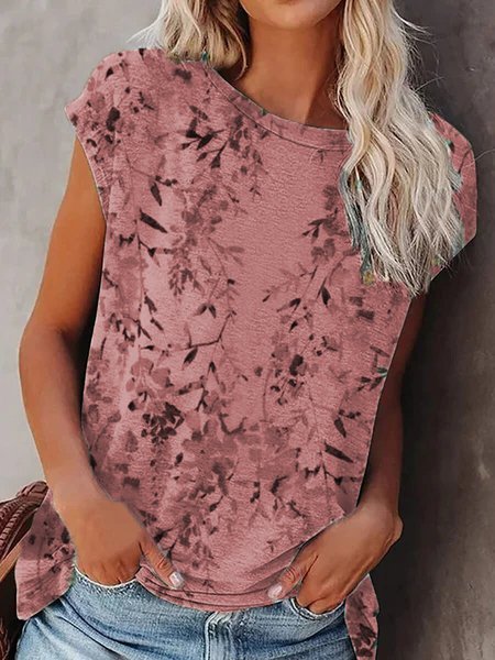 Shift Short Sleeve Floral Tops, Pink, T-Shirts
