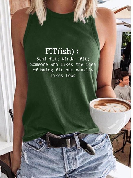Fit-ish Top, Workout Funny Gym tank top Fit-ish Definition,Fitness Shirt, Deep green, Tank Tops