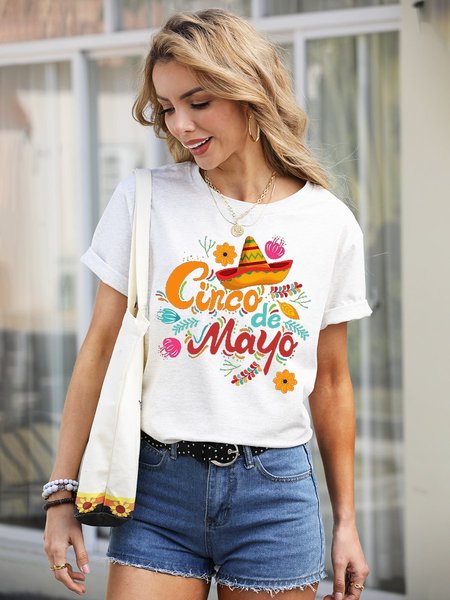 Mexico Fiesta Cinco De Mayo Graphic Tee, White-gray, T-shirts