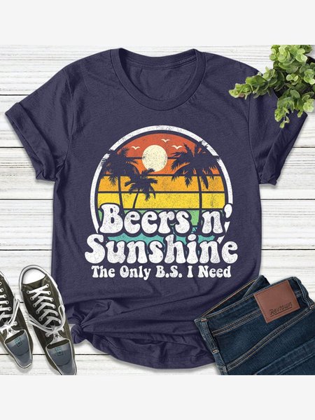 The Only BS I need Is Beers And Sunshine Women Tee, Black, T-shirts