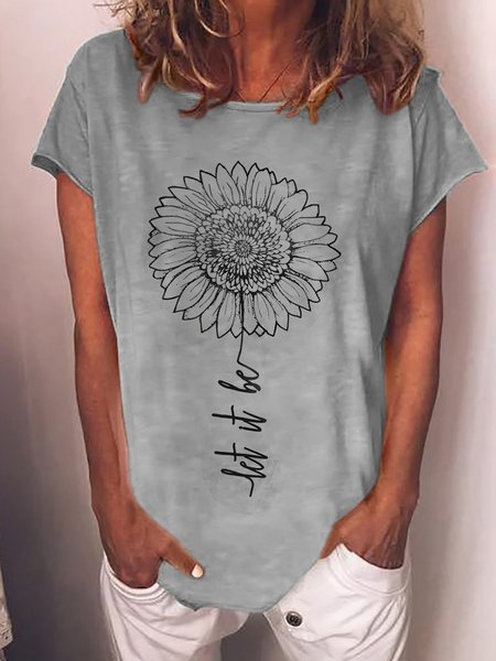 let it be sunflower T-shirt, Gray, T-shirts