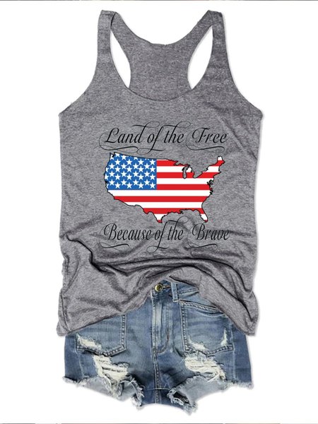 Land of the free bacause of the brave memorial day Tank Top, Gray, Tank Tops