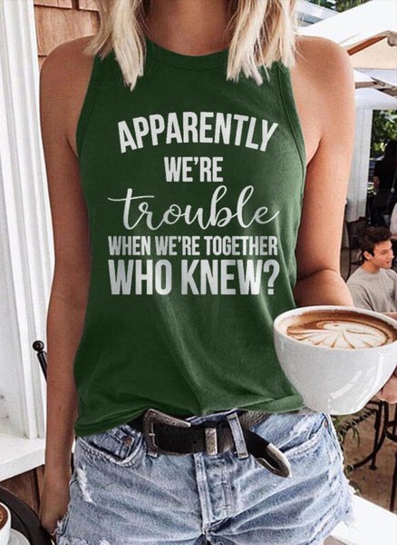 When We'Re Together Who Knew Graphic Tank Top, Dark green, Tank Tops