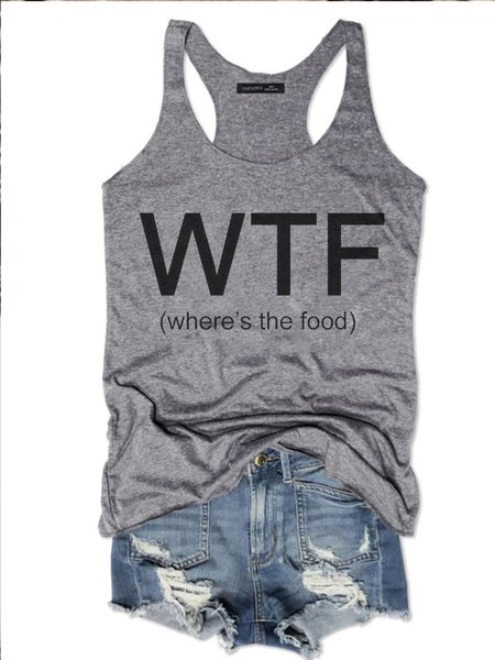 Funny Word ”WTF" where‘s the food Crew Neck Casual Sleeveless Vests, Gray, Tank Tops
Funny Word ”WTF" where‘s the food Crew Neck Casual Sleeveless Vests, Gray, Tank Tops