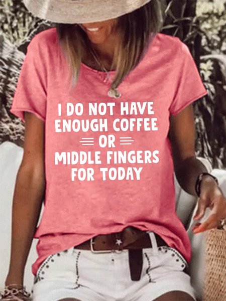 I Do Not Have Enough Coffee Or Middle Fingers T-Shirt, Red, T-shirts