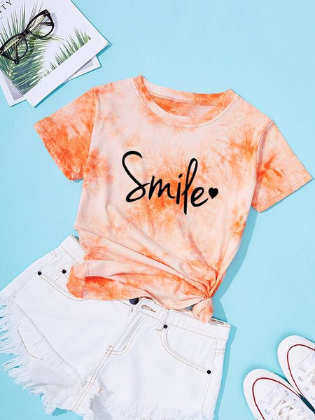 Tie Dye Smile Slogan Short Sleeve Casual Crew Neck Shirts & Tops, Orange, T-shirts
Tie Dye Smile Slogan Short Sleeve Casual Crew Neck Shirts & Tops, Orange, T-shirts